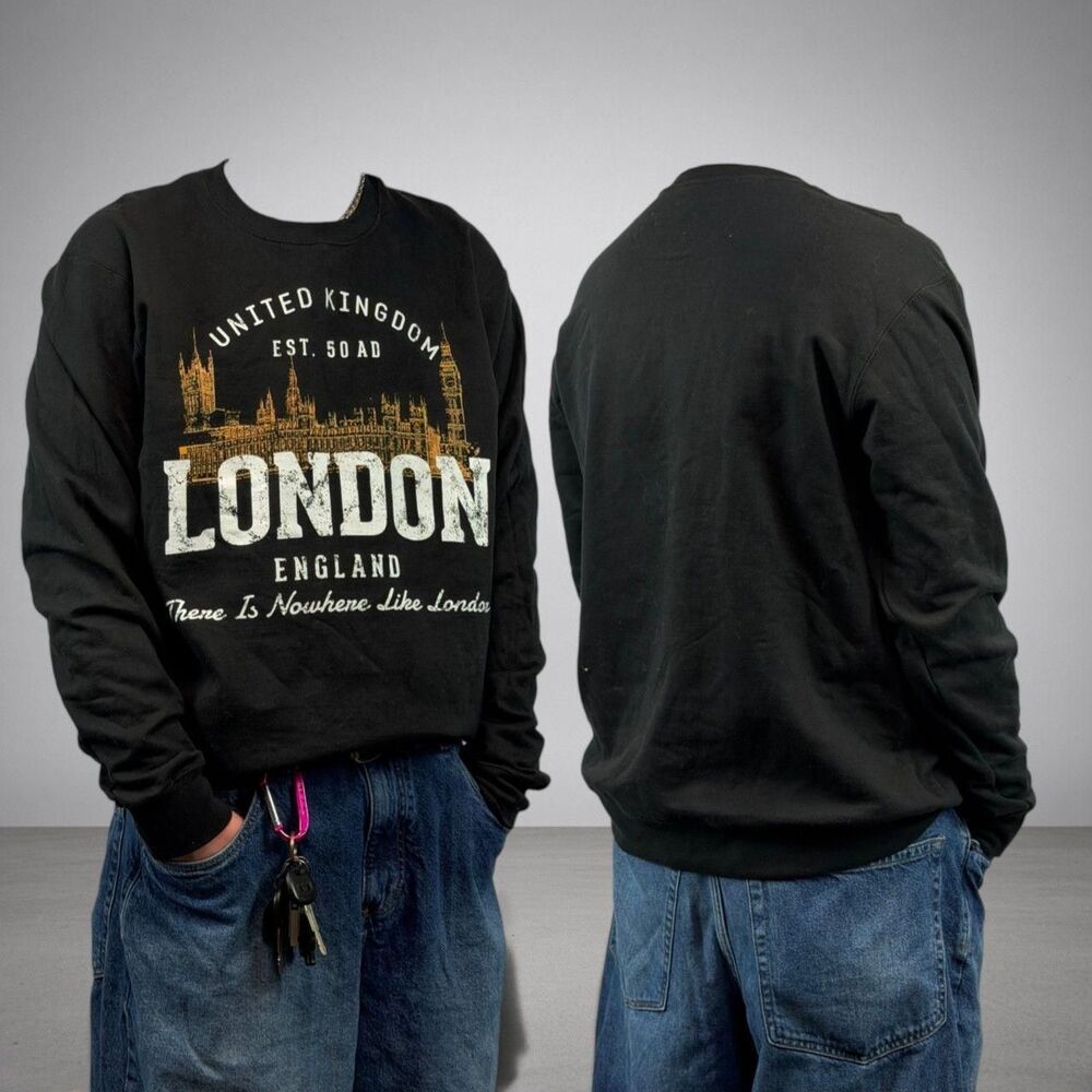 Unbranded Men's Black and Grey Sweatshirt